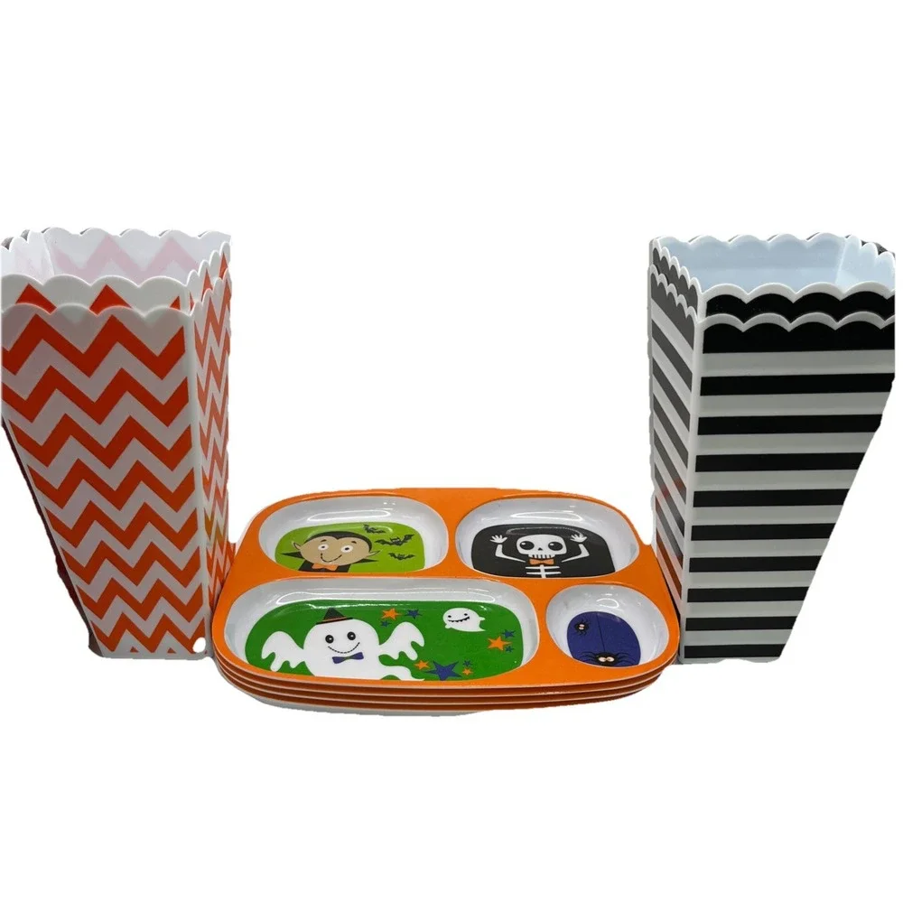 Halloween 4 Compartments Melamine Plates (4) Popcorn Boxes‎ (4)